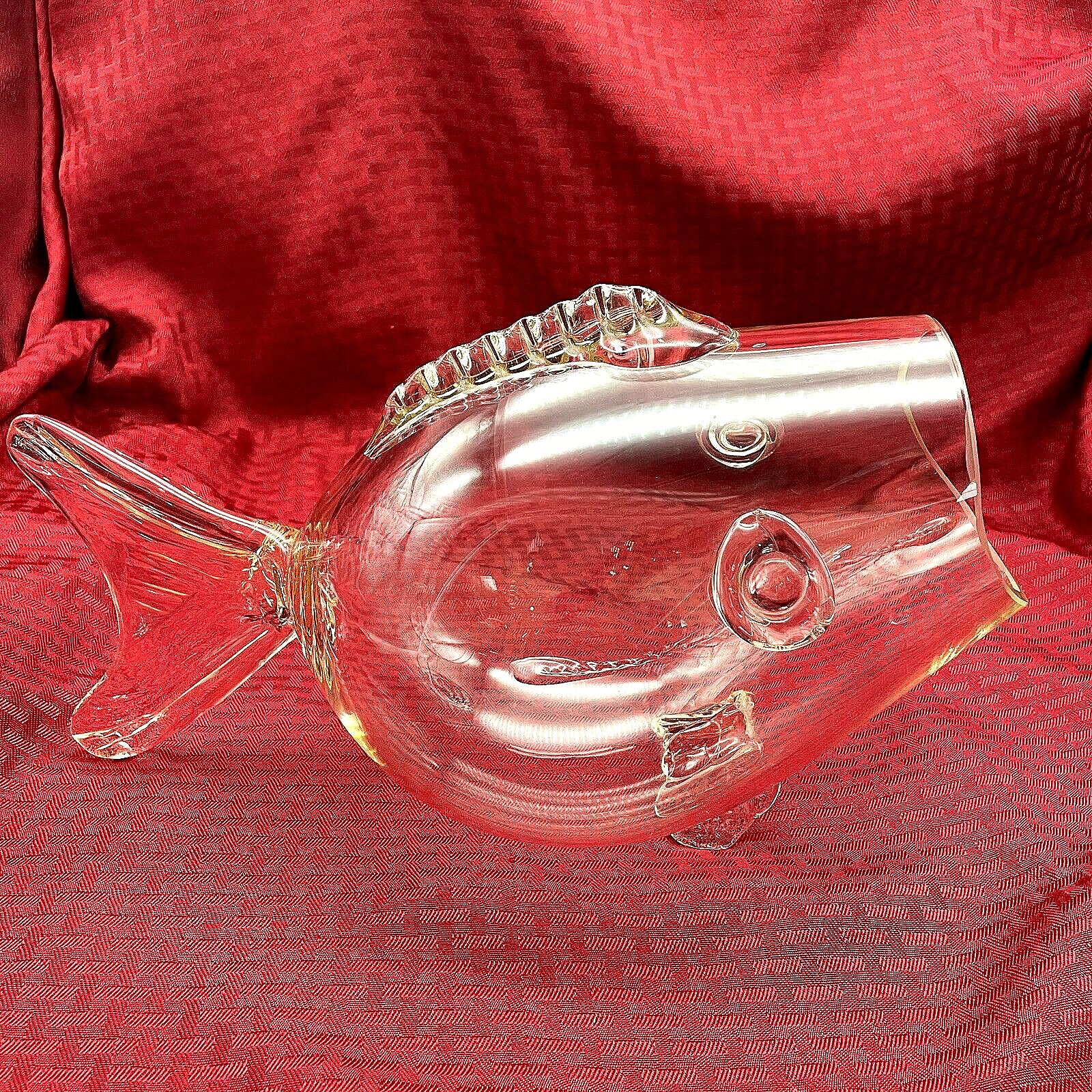 MCM CLEAR ART GLASS FISH CENTERPIECE BOWL