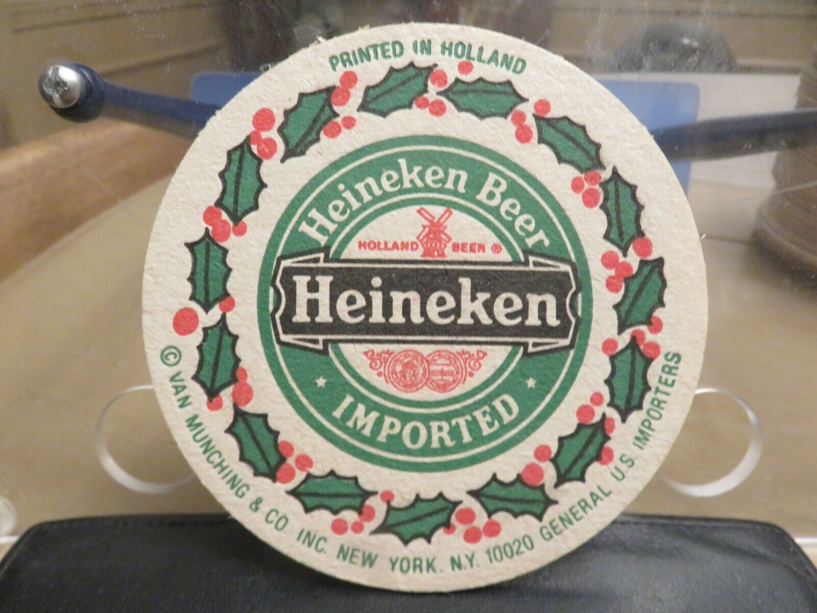 HEINEKEN IMPORTED BEER/AMSTEL LIGHT CHRISTMAS-THEMED DOUBLE-SIDED COASTER 