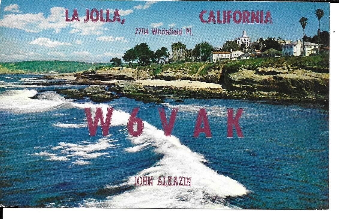 QSL 1958 La Jolla CA    radio card