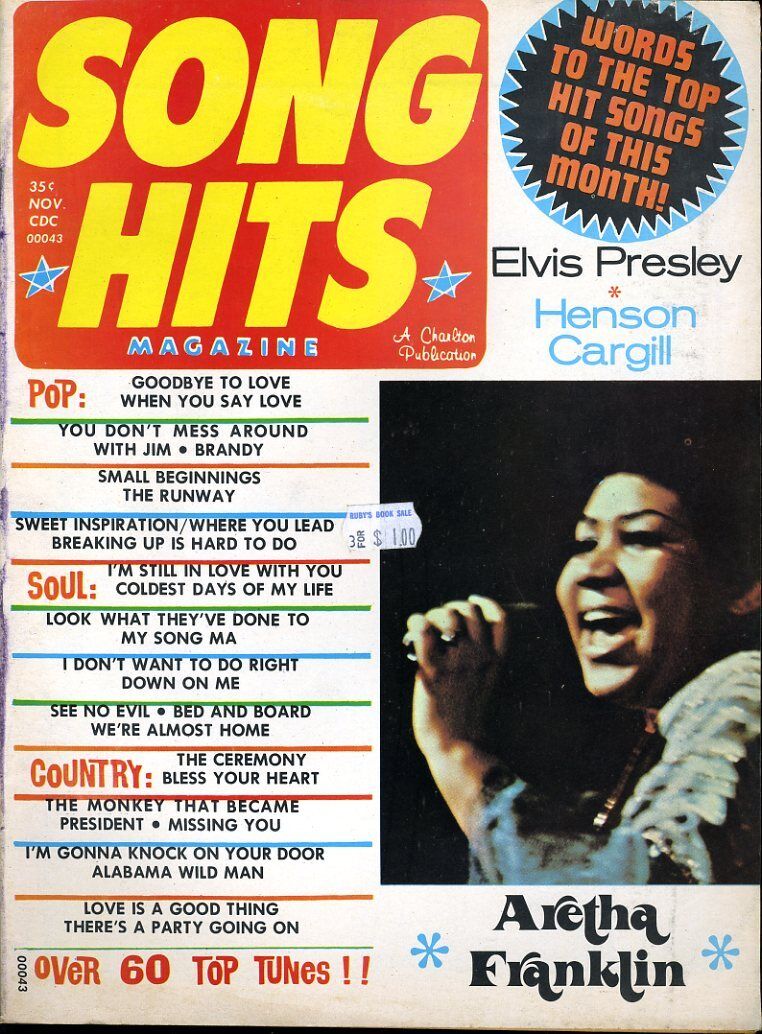 Aretha Franklin Elvis Pesley Song Hits November 1972