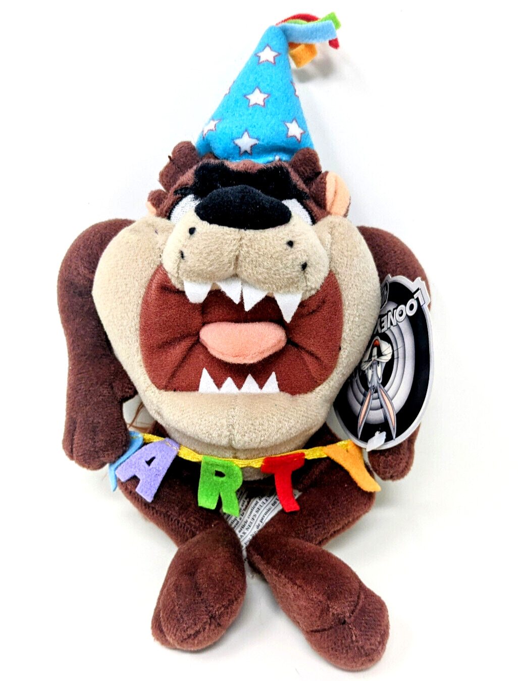 TAZ 1998 Birthday Stuffed Plush Looney Tunes PARTY ANIMAL with BANNER & HAT 8\