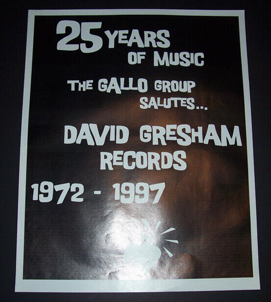 David Gresham Records 1972-1997 Memorial Short Print Poster Advert, Promo Ad