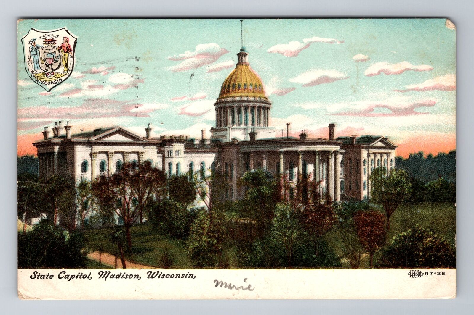 Madison WI-Wisconsin, State Capitol, Antique, Vintage c1909 Souvenir Postcard
