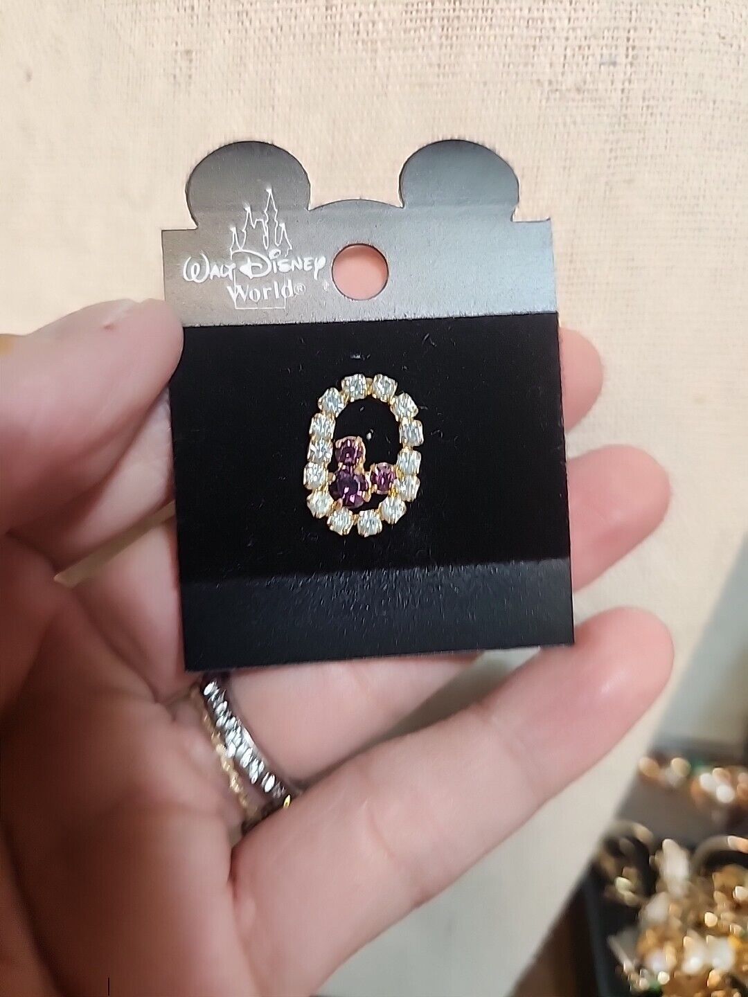 Vintage 90s Gold-Tone Crystal Mickey Mouse Icon Pin