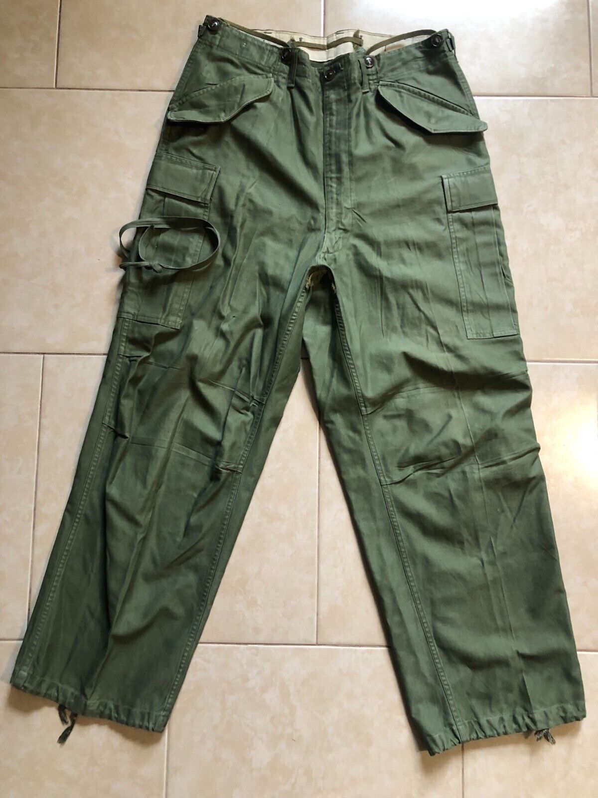 VTG M51 OD Field Trousers Pants M-1951 Cargo Pants, Size 34 x 29 / CONMAR Zipper
