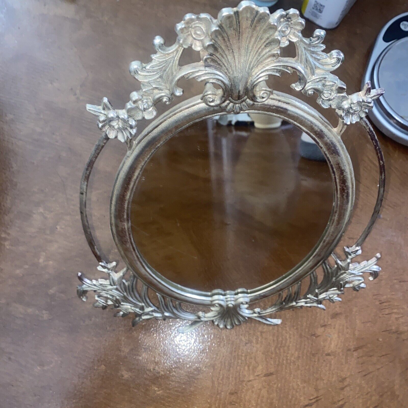 Vintage Silverstri Vanity Mirror Silverplate Is Showing Signs Of Ware 14”x11”