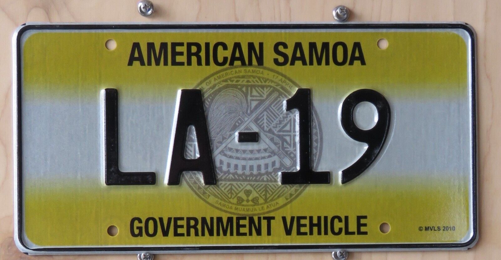 AMERICAN SAMOA LEGAL AFFAIRS - PACIFIC ISLAND license plate  2011  LA-19