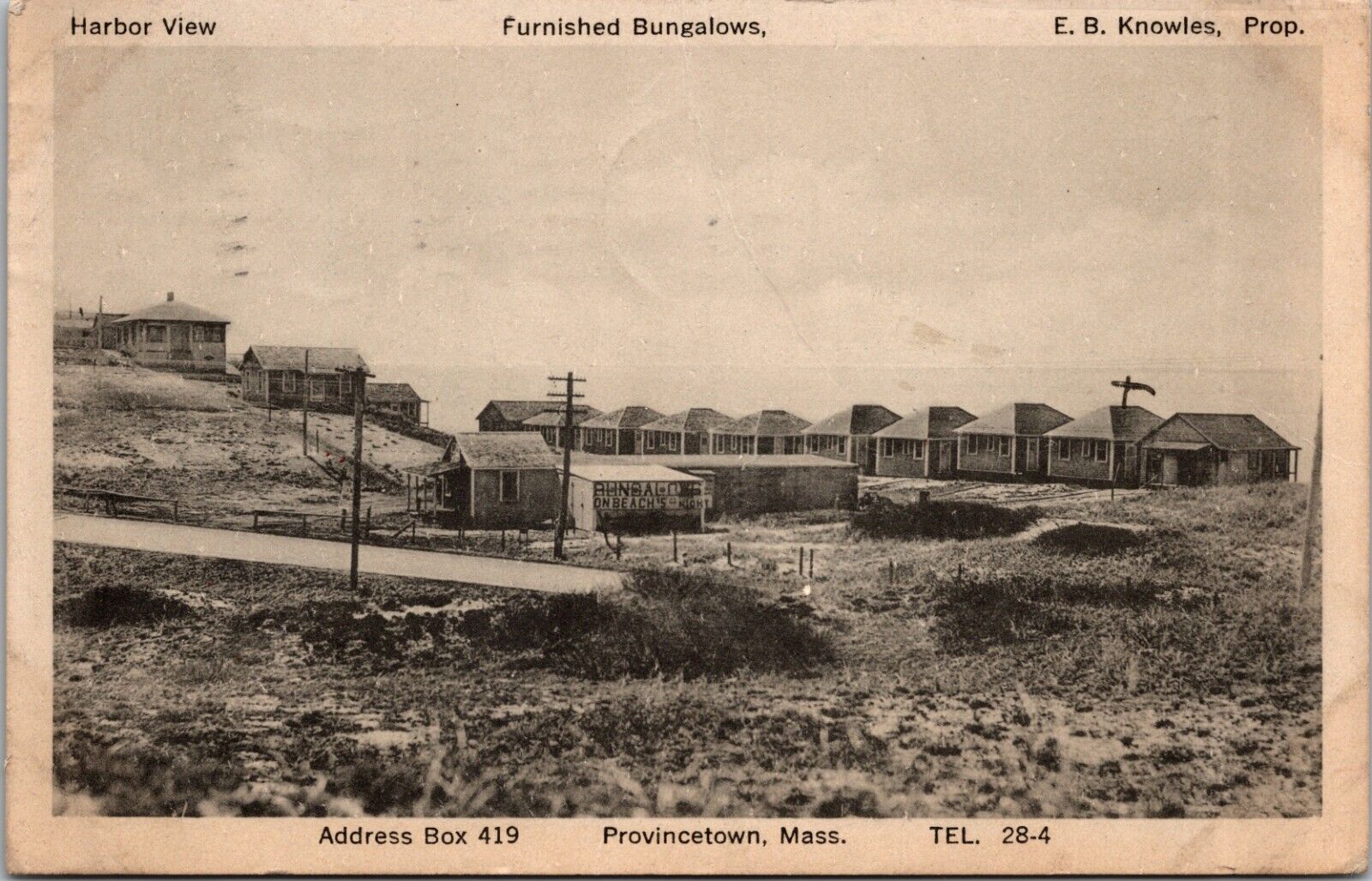 PROVINCETOWN MASS. RPPC POSTCARD-FURNISHED BUNGALOWS E.B. KNOWLES PROPERTY