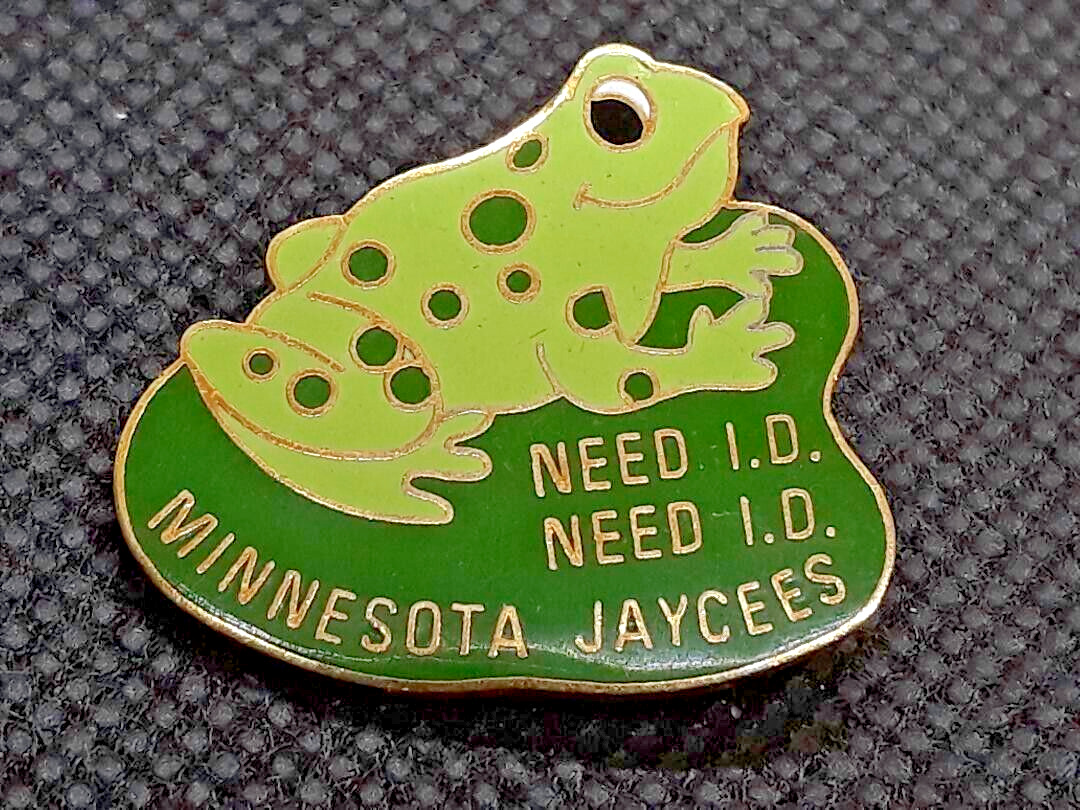 Vintage Jaycees Enameled Lapel Pin Minnesota Need I.D. Frog Toad