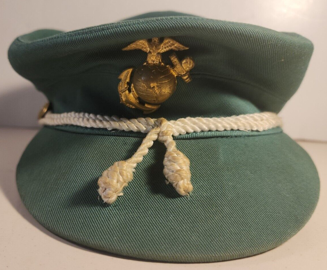 WW2 USMC USMCWR US MARINE CORPS WOMAN\'S RESERVE GREEN CAP / HAT NAMED
