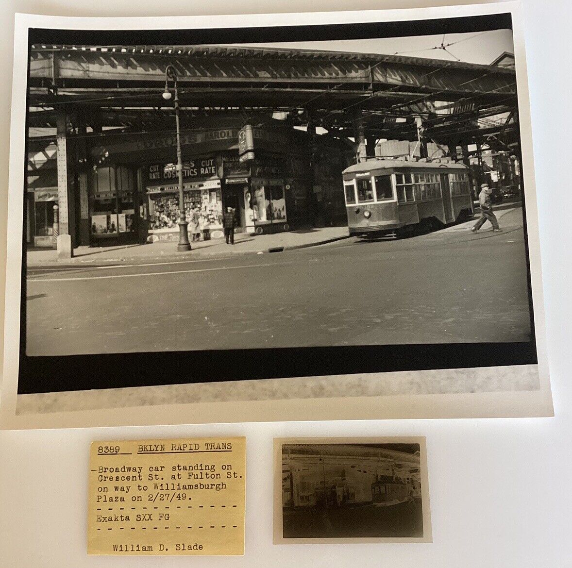 1949 Brooklyn Rapid Transit Train BRT Crescent PHOTO & NEGATIVE New York City NY