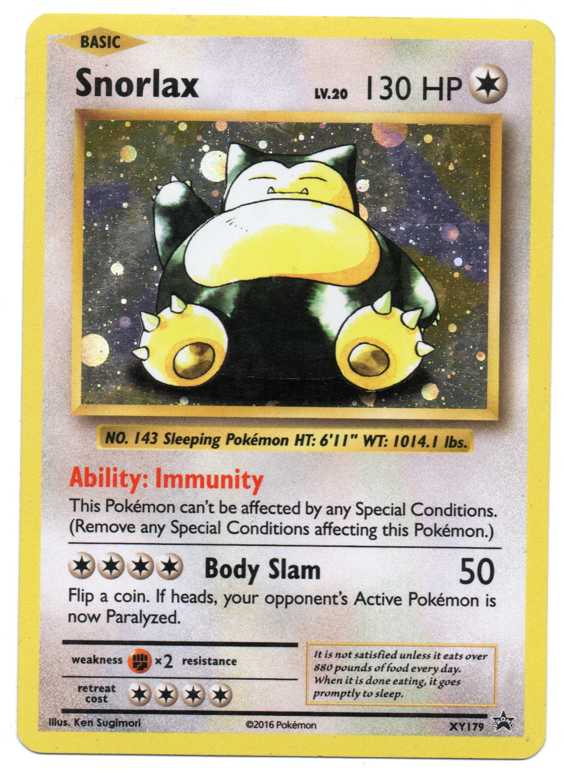 Snorlax - Pokémon Card TCG - XY XY179 Promo  - Holo Foil Rare - Lightly Played