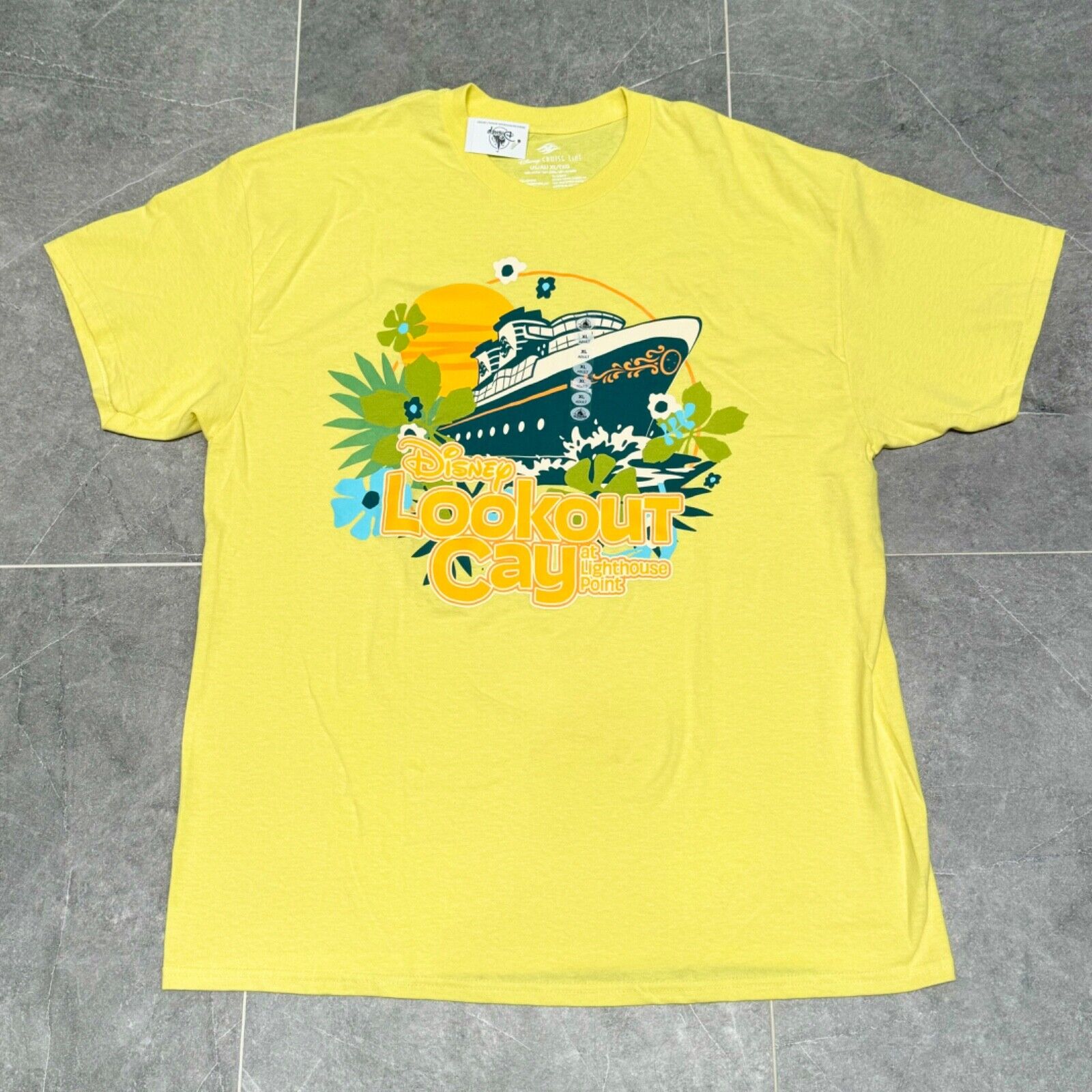 Disney Cruise Line Lookout Cay at Lighthouse Point T Shirt Yellow XL NWT