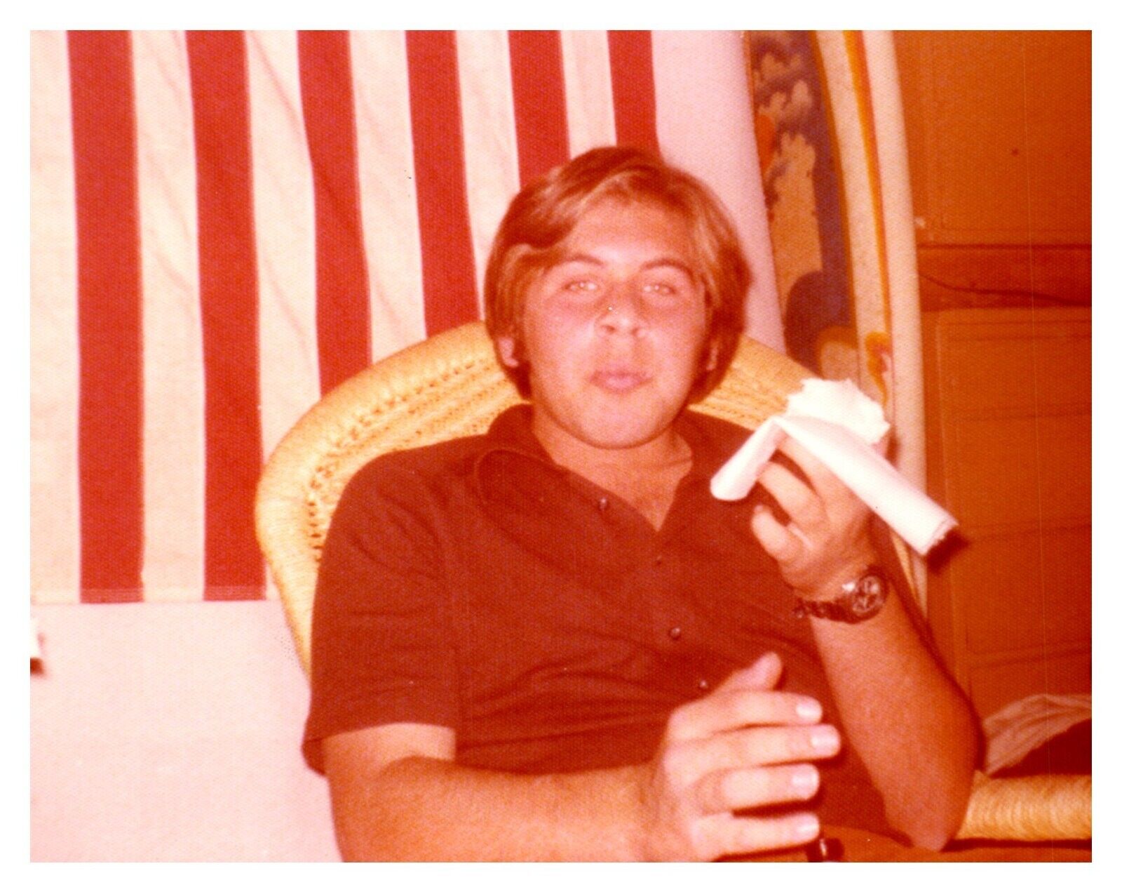 1970s American Teenager Republican American Flag Vintage Snapshot Photo Found