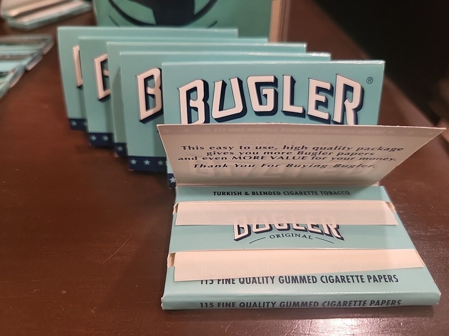 Lot Of 6 Packs -- BUGLER Original -- 115 Single Wide Rolling Papers -- 690 Total