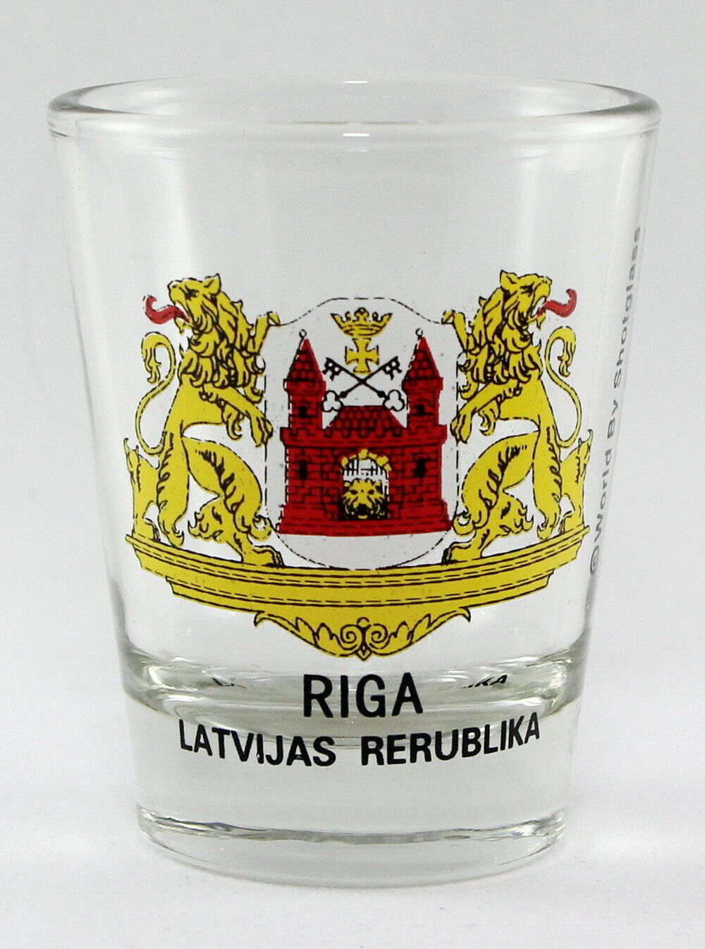 RIGA LATVIA COAT OF ARMS SHOT GLASS SHOTGLASS