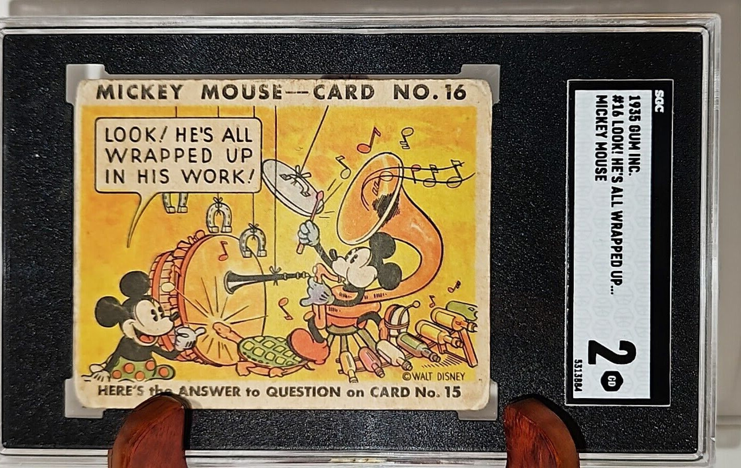 1935 Mickey Mouse Gum Card #16 Type II SGC Authenticated Graded Great Colors