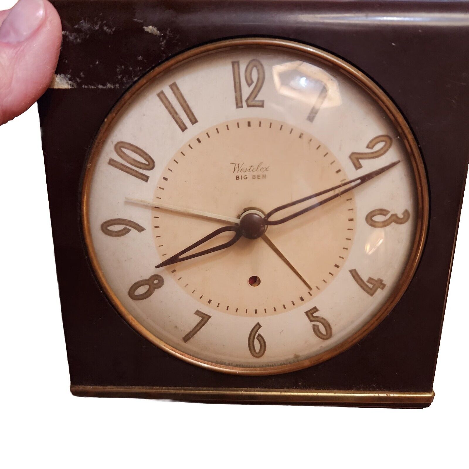 Vintage Westclox Big Ben Alarm Desk Clock Bakelite Brown Gold Kitschy Parts Only