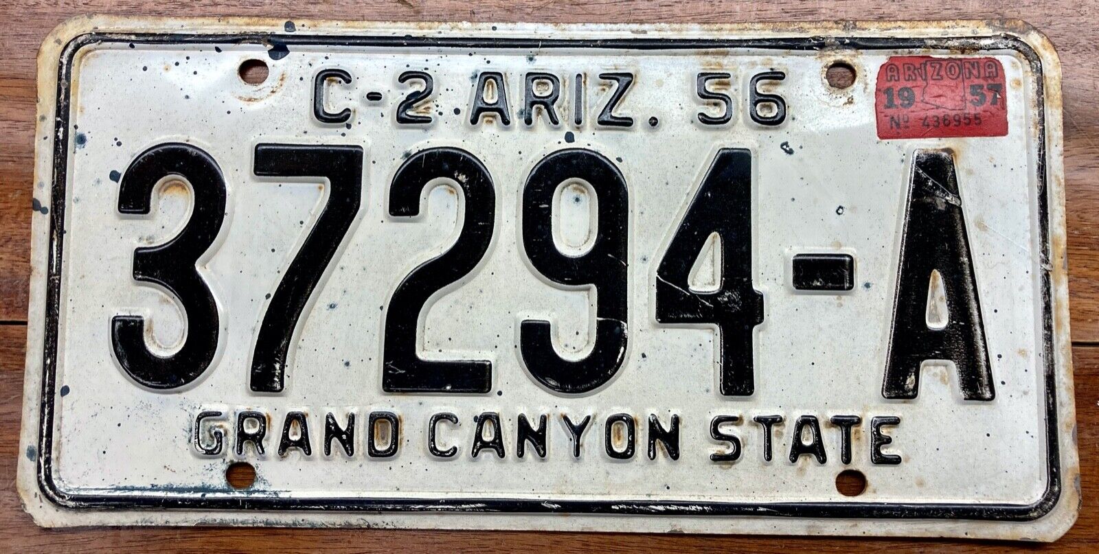 COOL, RUSTIC  1956 1957 1958 ARIZONA COMMERCIAL TRUCK LICENSE PLATE, 37294-A