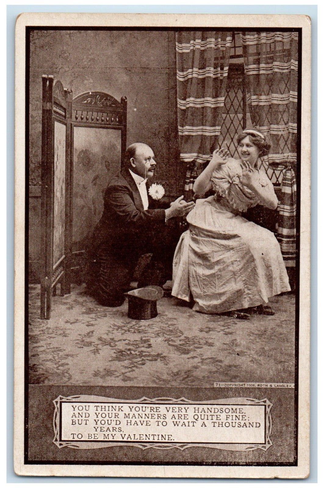 Valentine Old Man Lusting After Young Girl Vernfield Pennsylvania PA Postcard