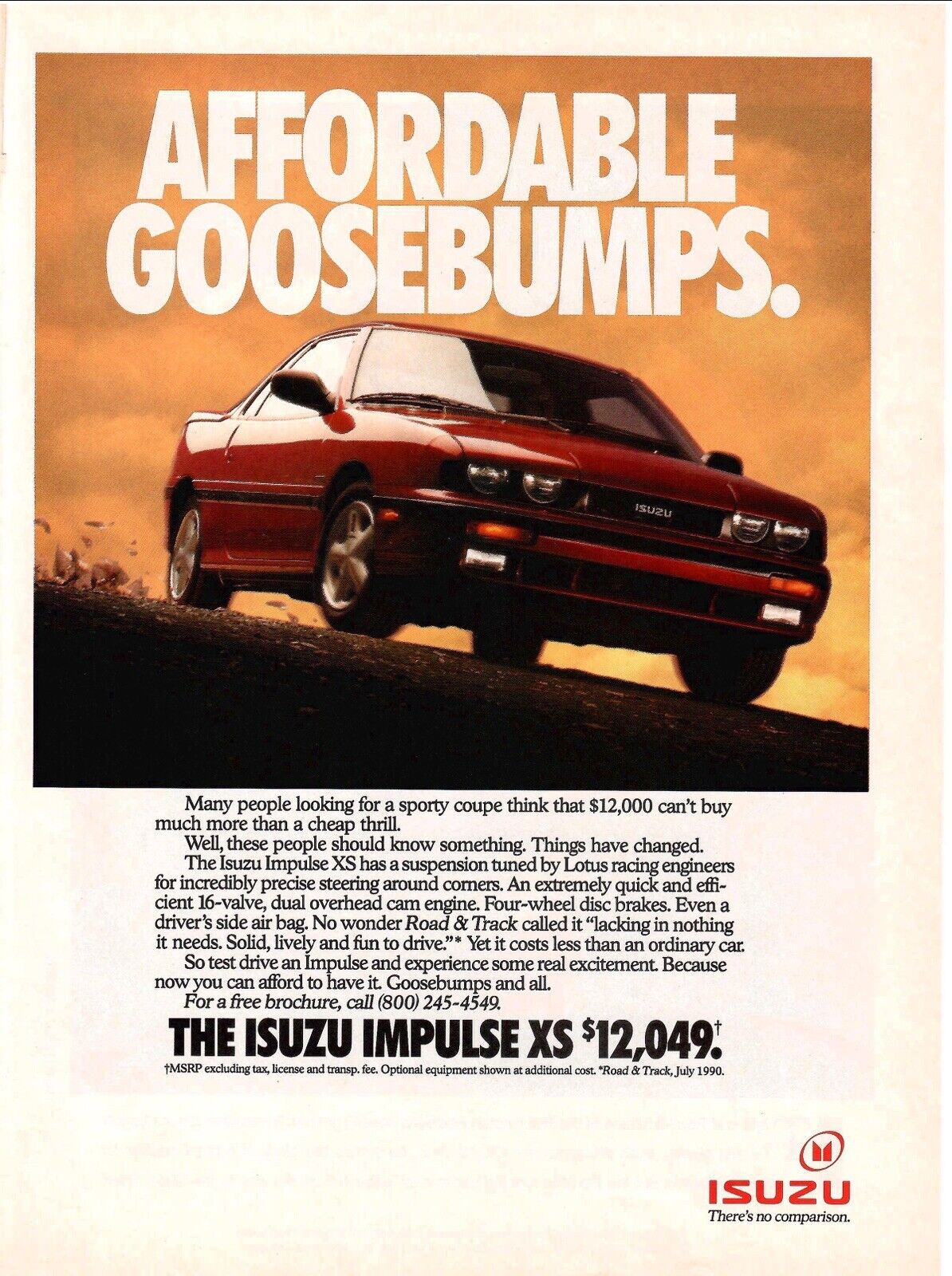 VINTAGE 1991 Isuzu Impulse XS Print Ad