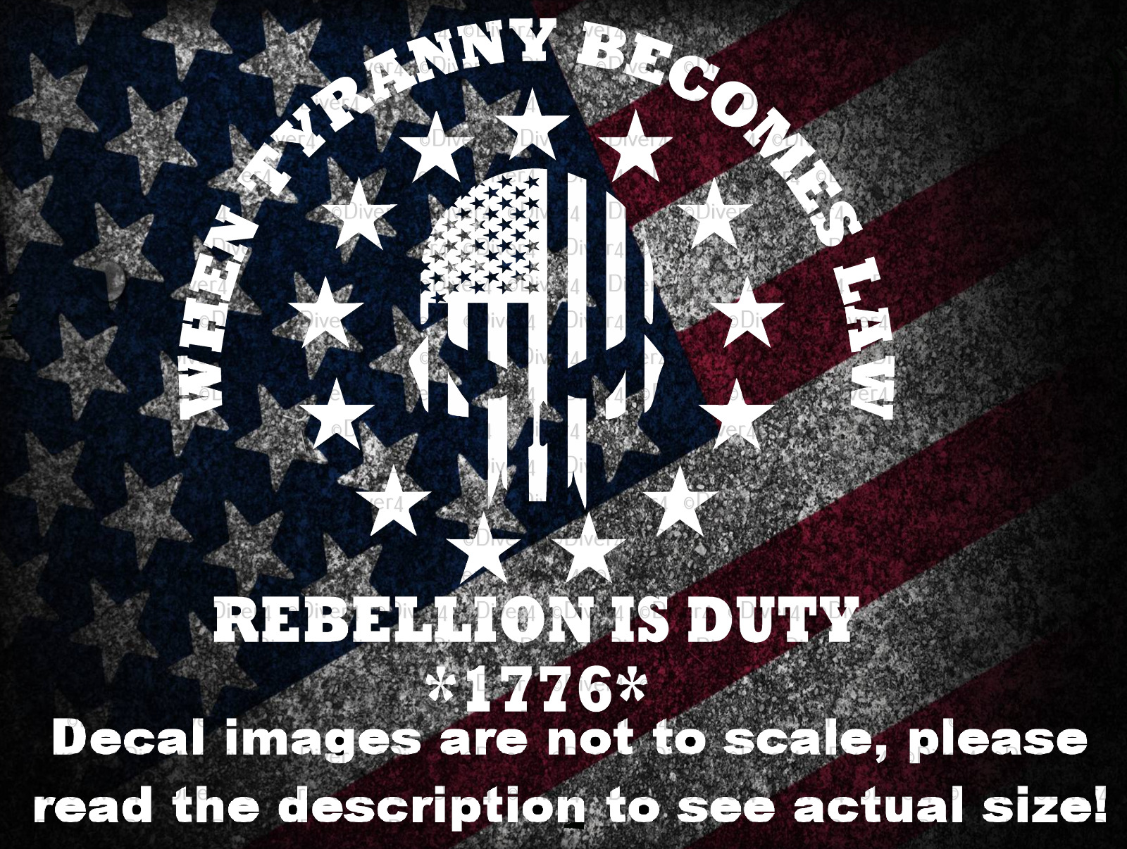 When Tyranny Becomes Law Rebellion Is Duty Flag Skull Vinyl Decal 2nd Amendment