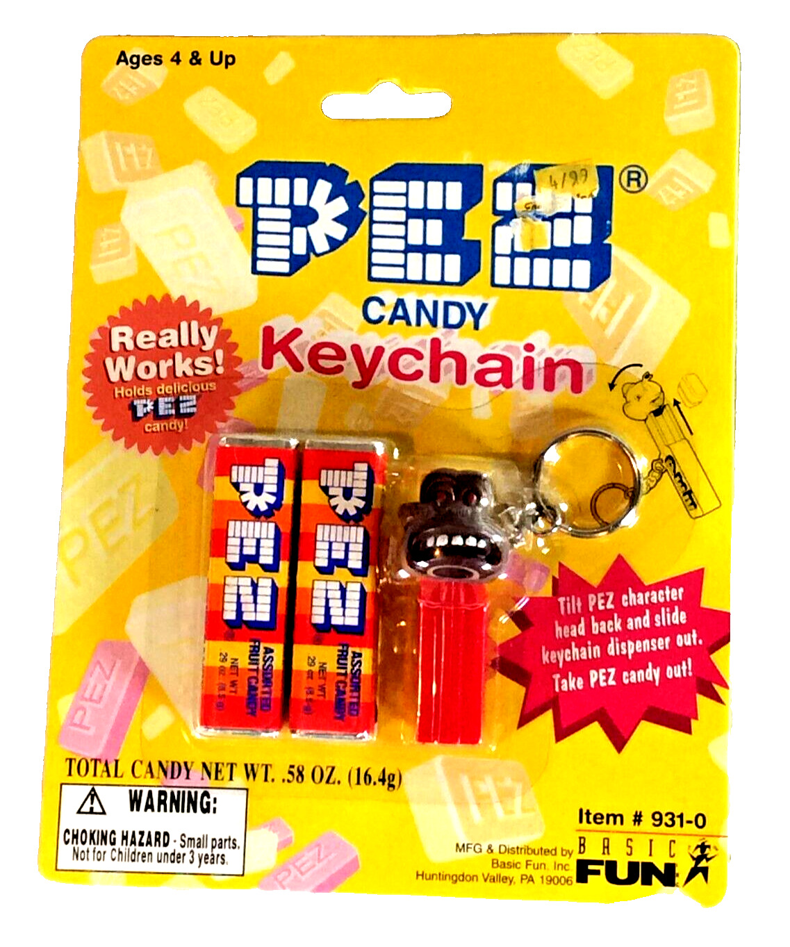 nib pez candy keychain despensere nib -1999 931-0