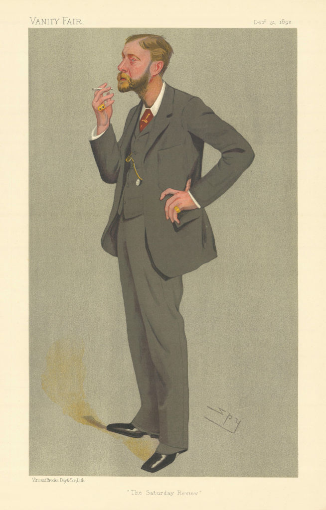 VANITY FAIR SPY CARTOON Walter Herries Pollock \'The Saturday Review\' Editor 1892