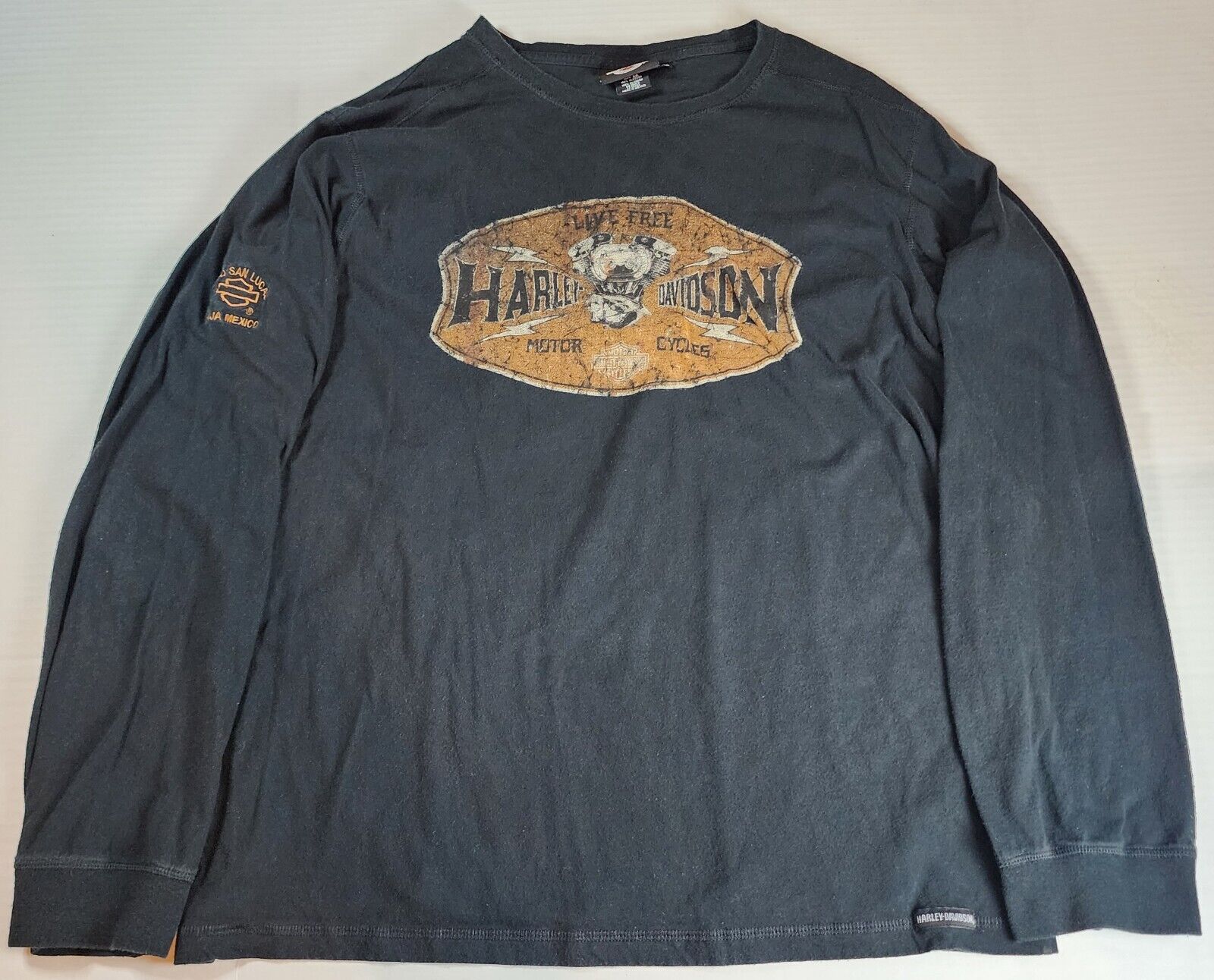 2009 Harley Davidson Black Embroidered Logo Mexico Long Sleeve Shirt Men\'s XL