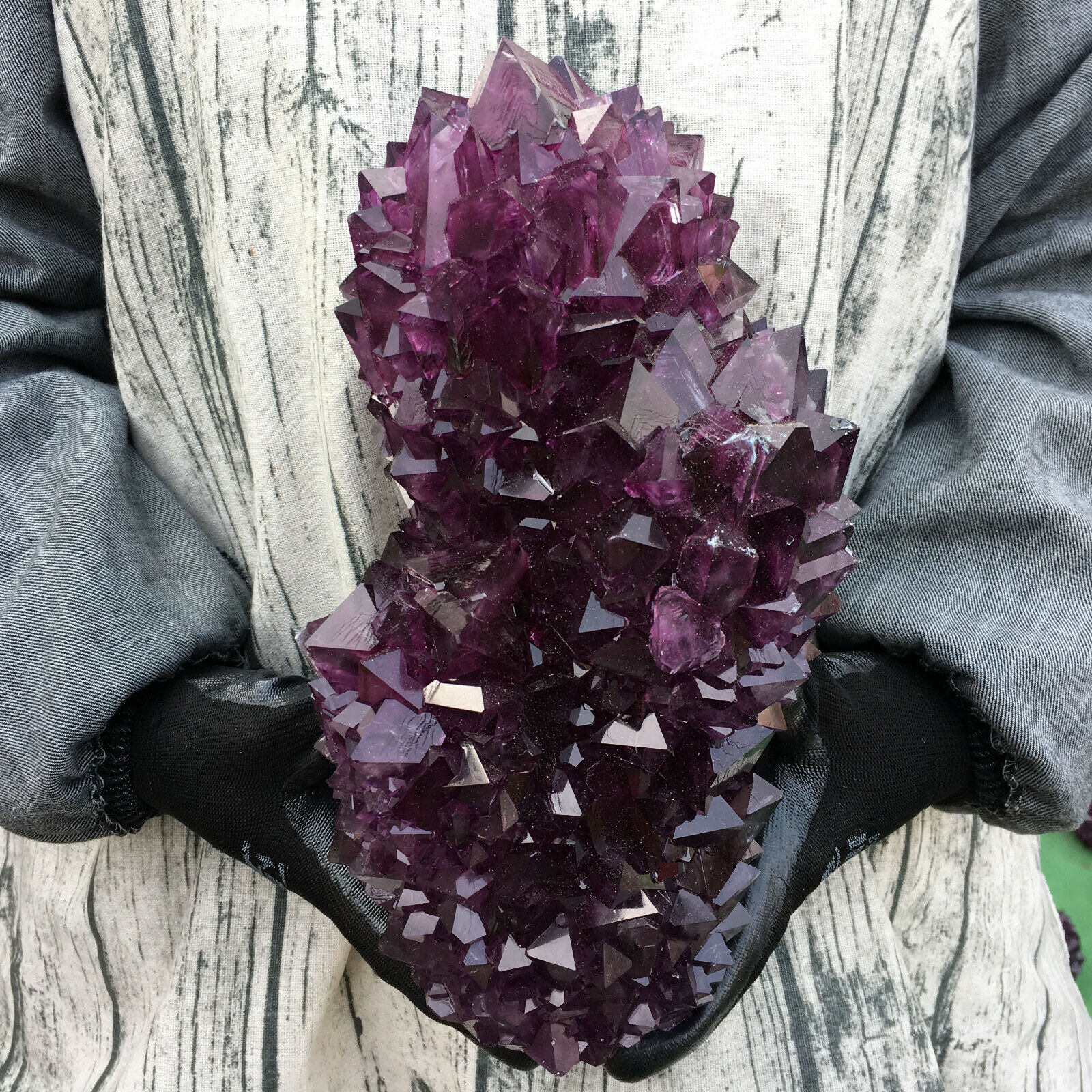 TOP！2.2-2.65kg Rare Purple Alunite Crystal Mineral Specimen Point Reiki Healing+