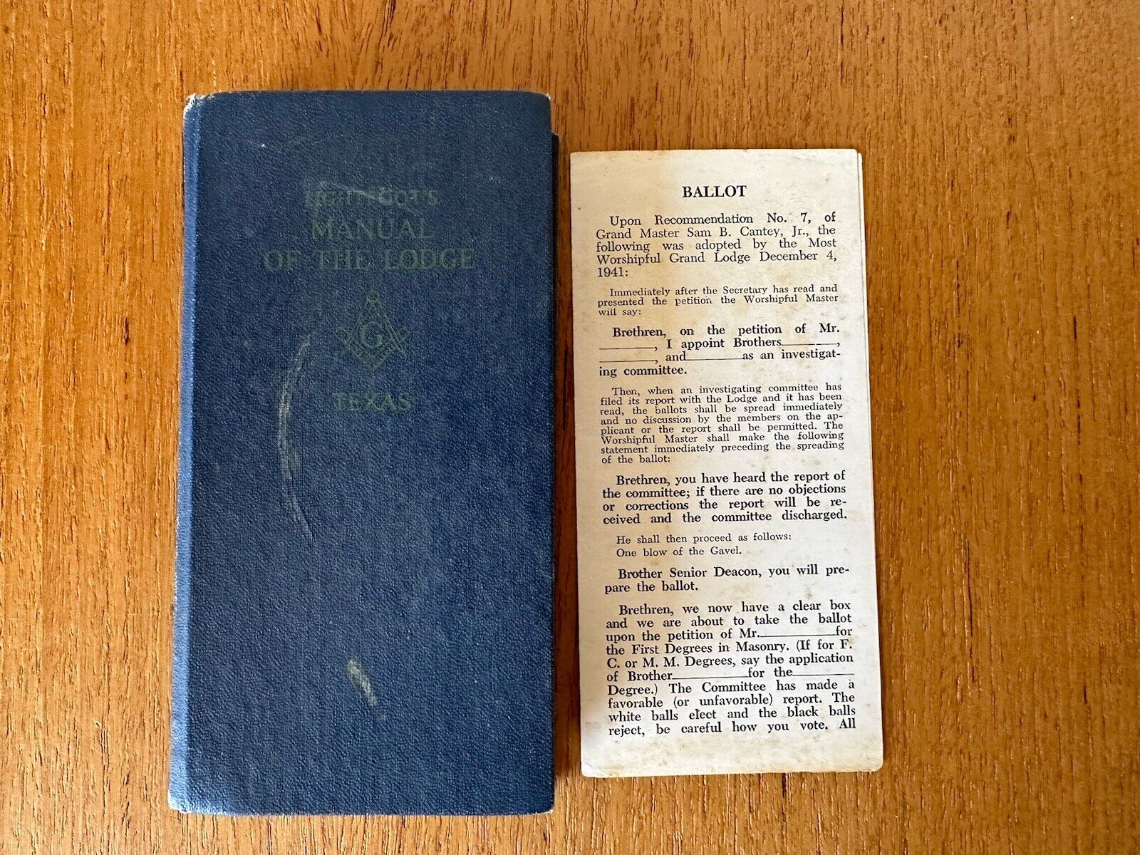 Vintage Lightfoot\'s Manual of the Lodge Pocket Texas Edition 1934 + Blank Ballot