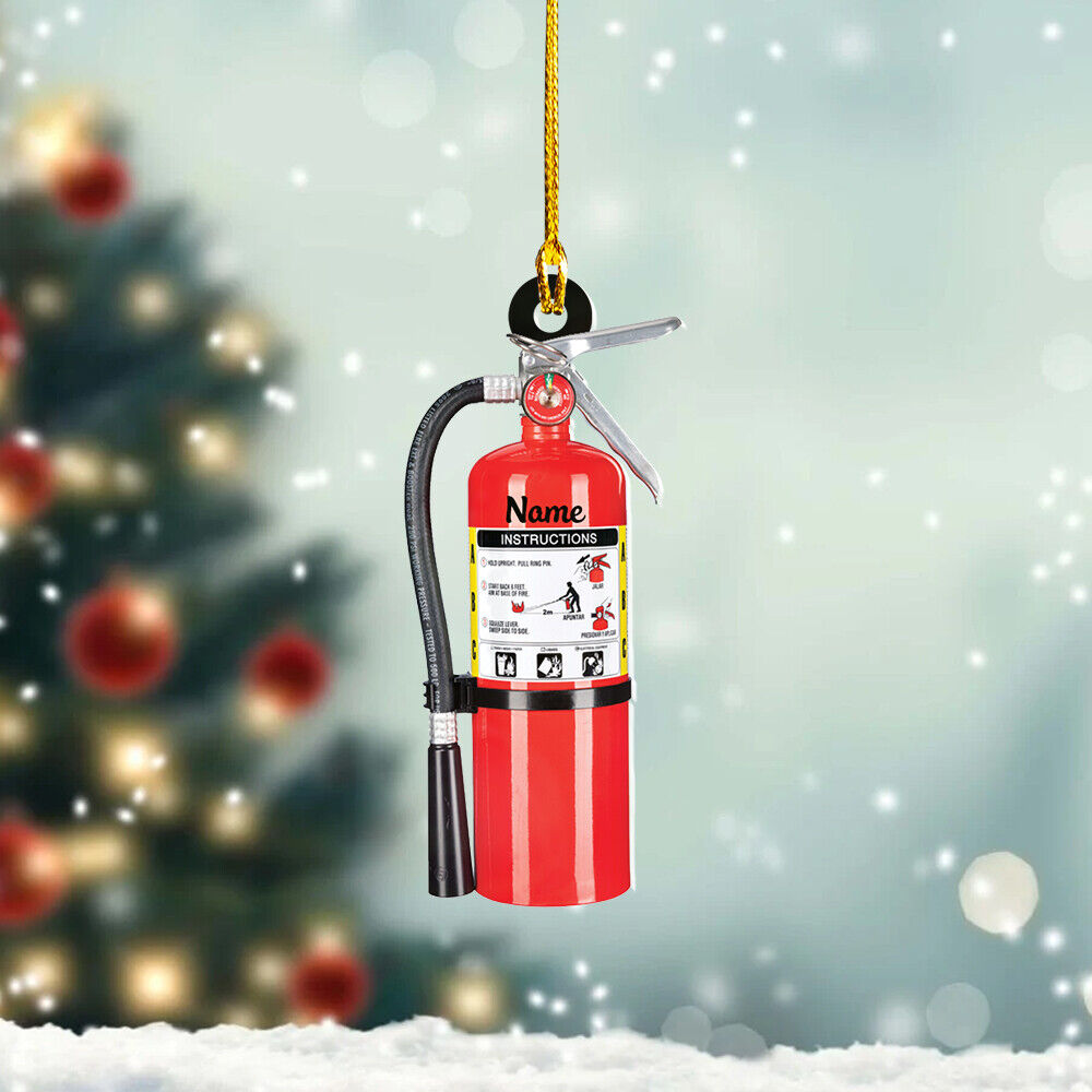 Fire Extinguisher Christmas Hanging Ornament, Firefighter Christmas Tree Decor