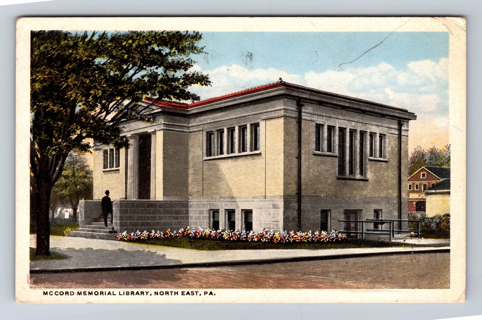 North East PA-Pennsylvania, McCord Memorial Library, Vintage c1917 Postcard