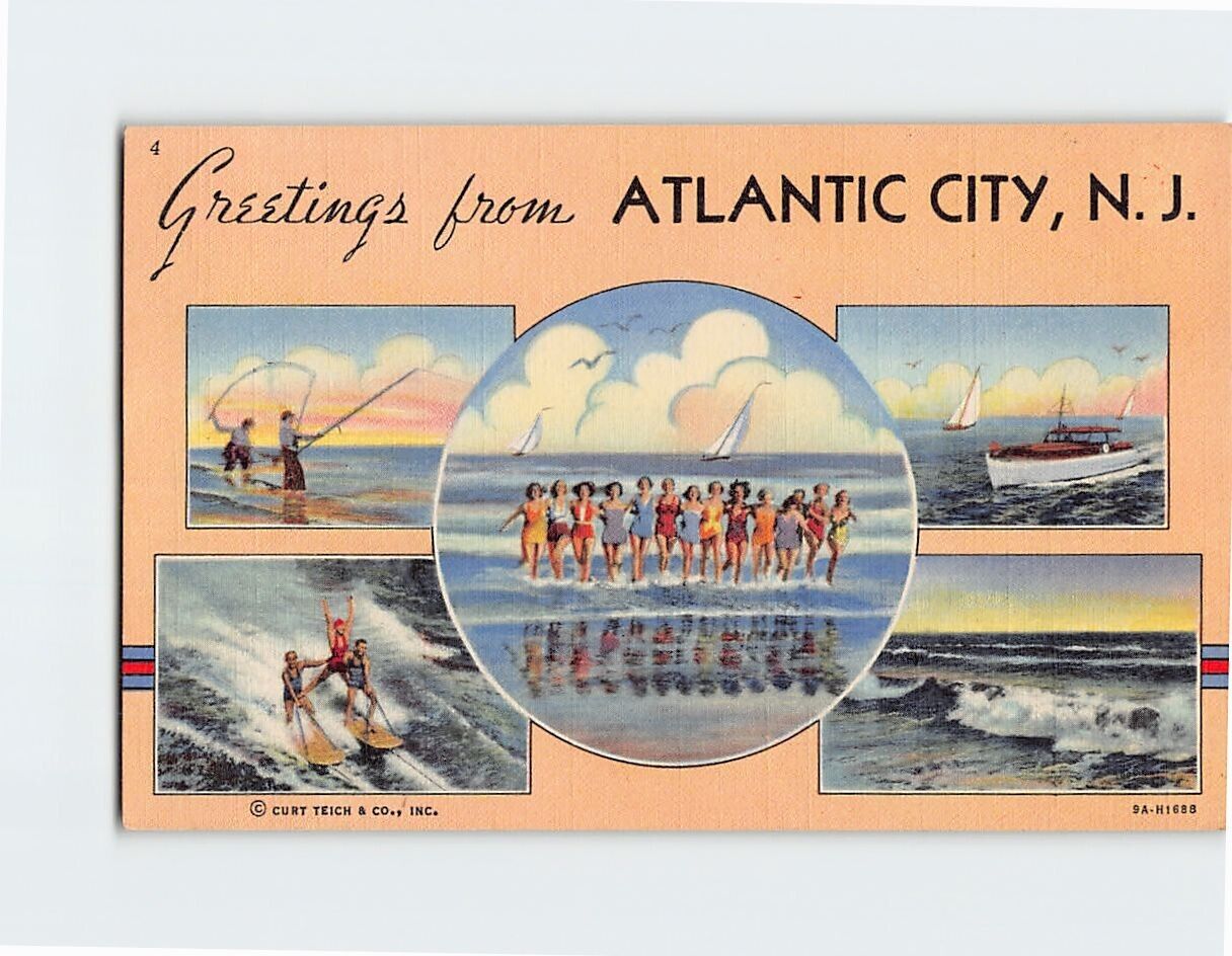 Postcard Greetings from Atlantic City New Jersey USA