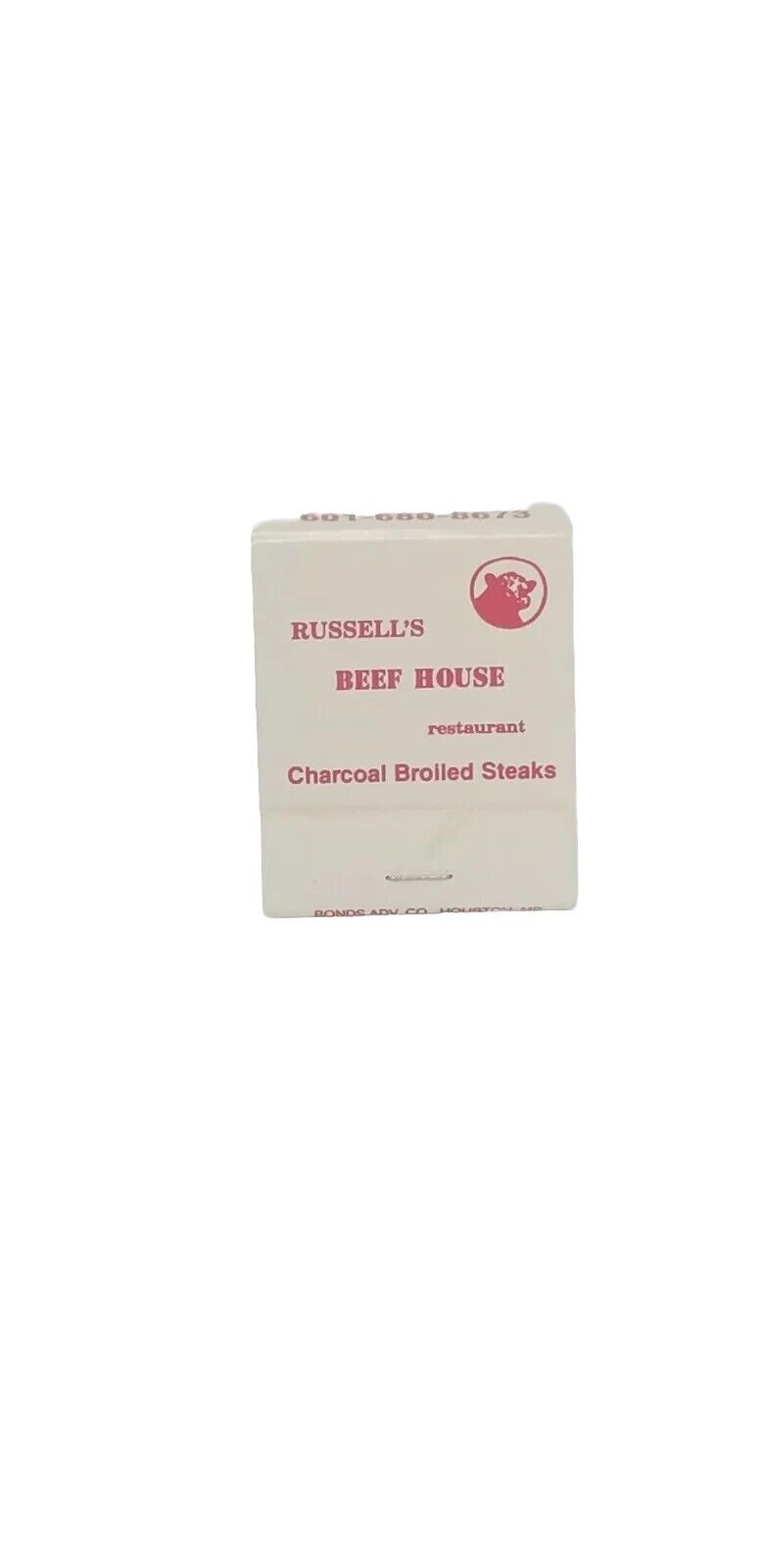 Russell\'s Beef House Tupelo,  MS Vintage Advertising Matchbook Bonds Advertising