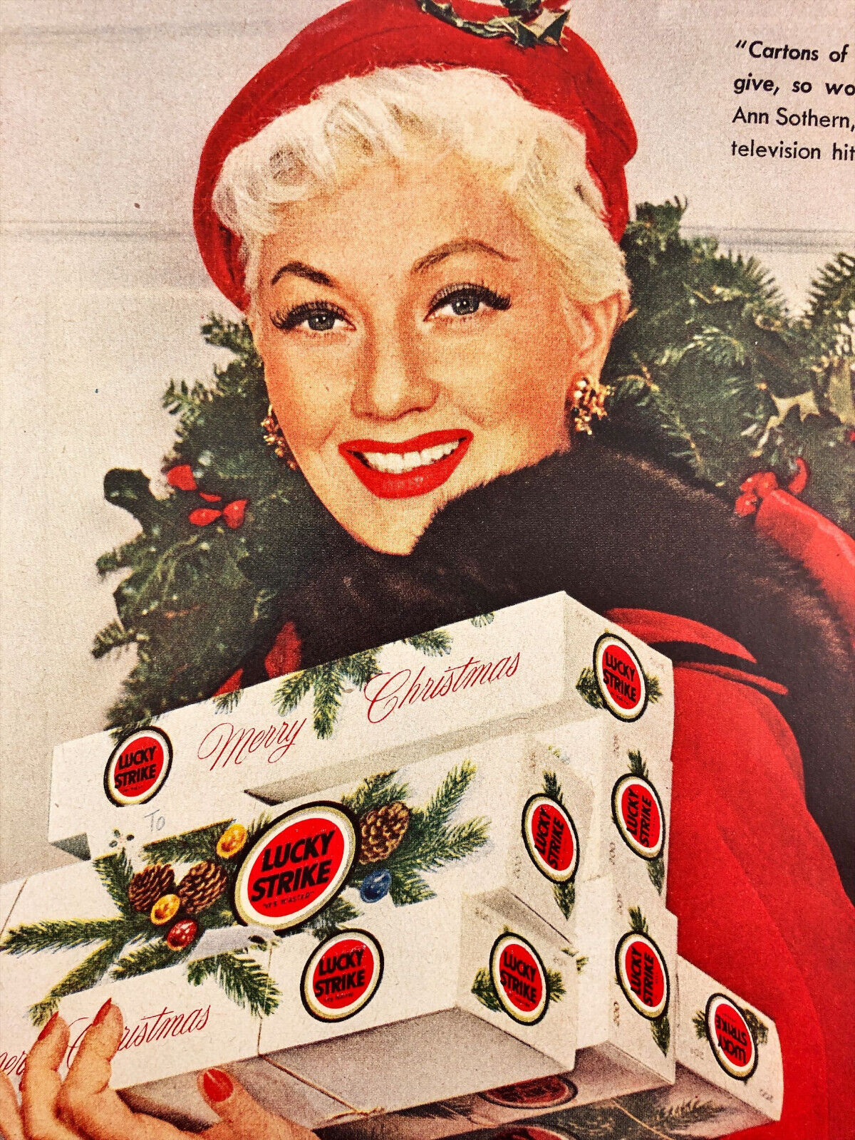 1954 Lucky Strike Vintage Print Ad This Christmas Give Lucky Strike Tabacco