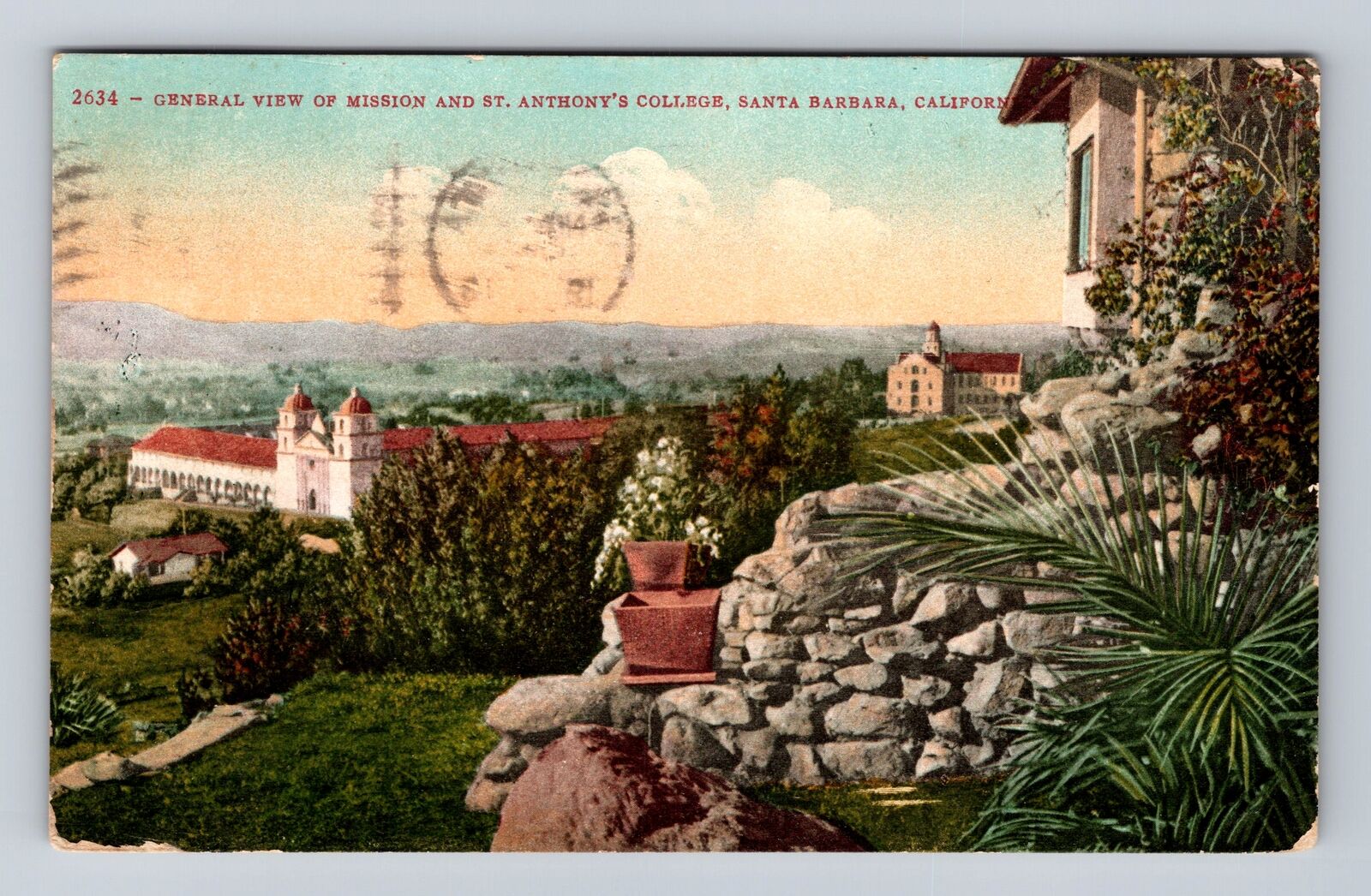 Santa Barbara CA-California, St Anthonys College, Mission Vintage c1913 Postcard