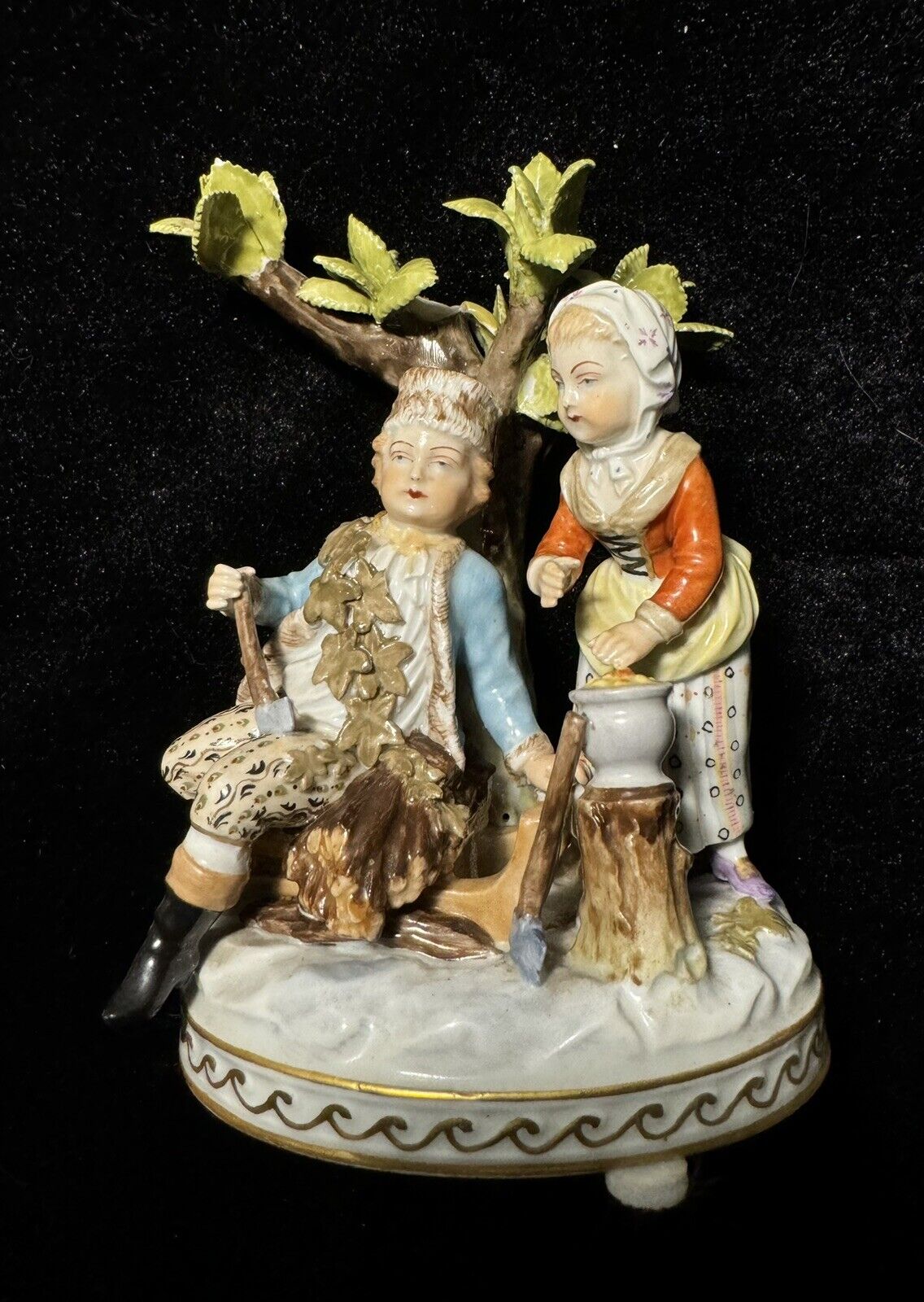 Vintage Carl Thieme Dresden Boy & Girl Porcelain Figurine German