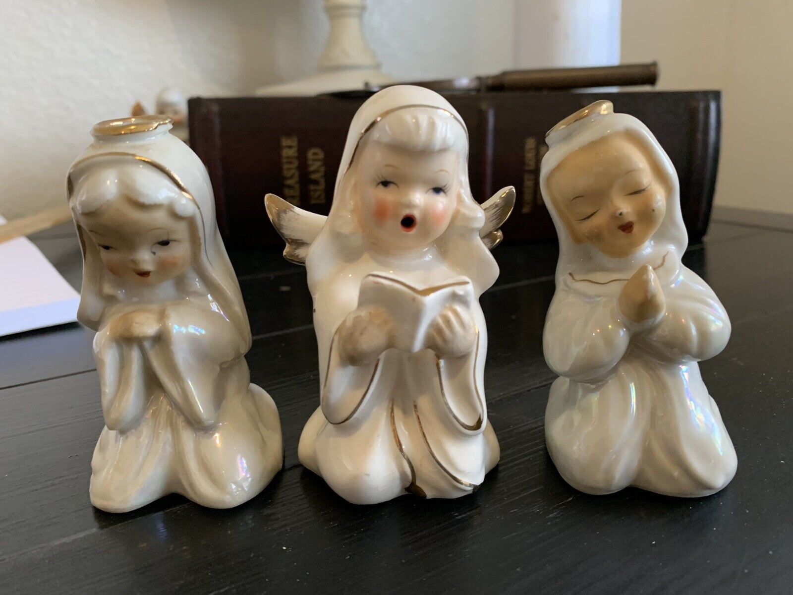 Vintage Ceramic Christmas Angel  Figurines Lot of 3 MADE IN Japan