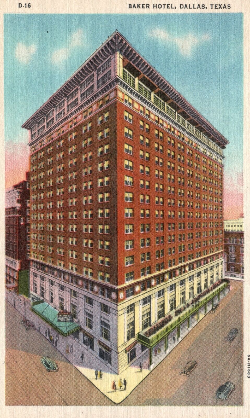 Vintage Postcard 1920\'s Baker Hotel High Rise Building Dallas Texas TX Structure