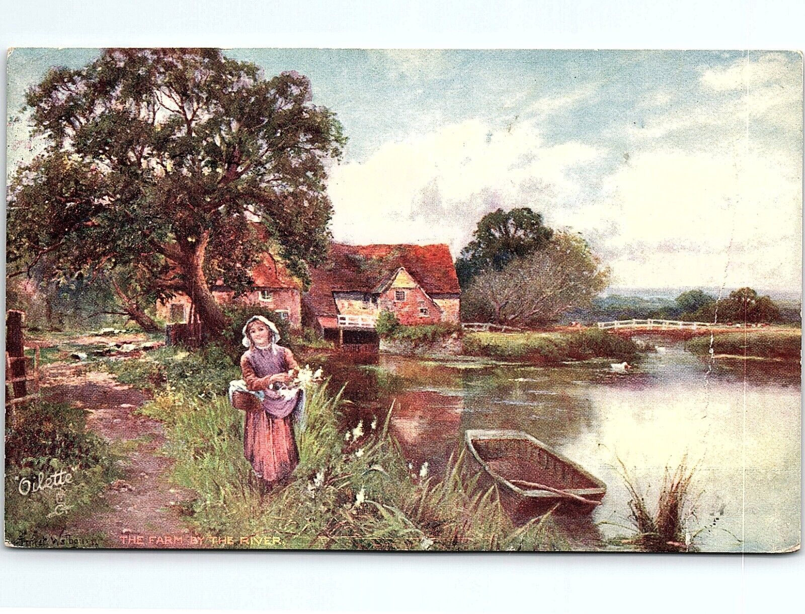 c1910 RAPHAEL TUCK OILETTE YOUNG MAIDEN BY THE WATERSIDE POSTCARD P2860