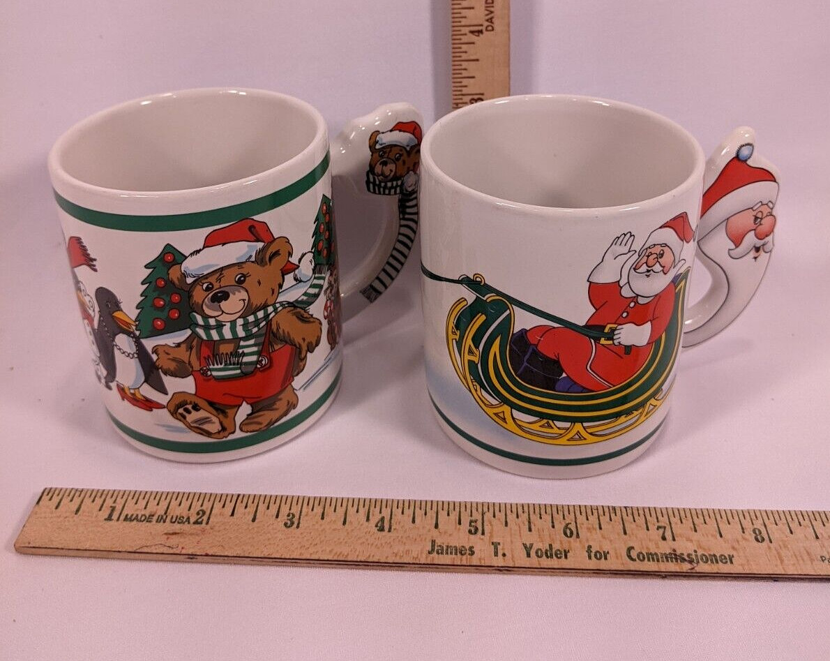 2 Vintage The Love Mug Christmas Coffee/Tea/Hot Cocoa Santa Fun Winter Theme