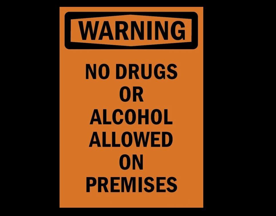 WARNING No Drugs Or Alcohol Allowed Sign PHOTO Home Decor Funny ManCave PHOTO