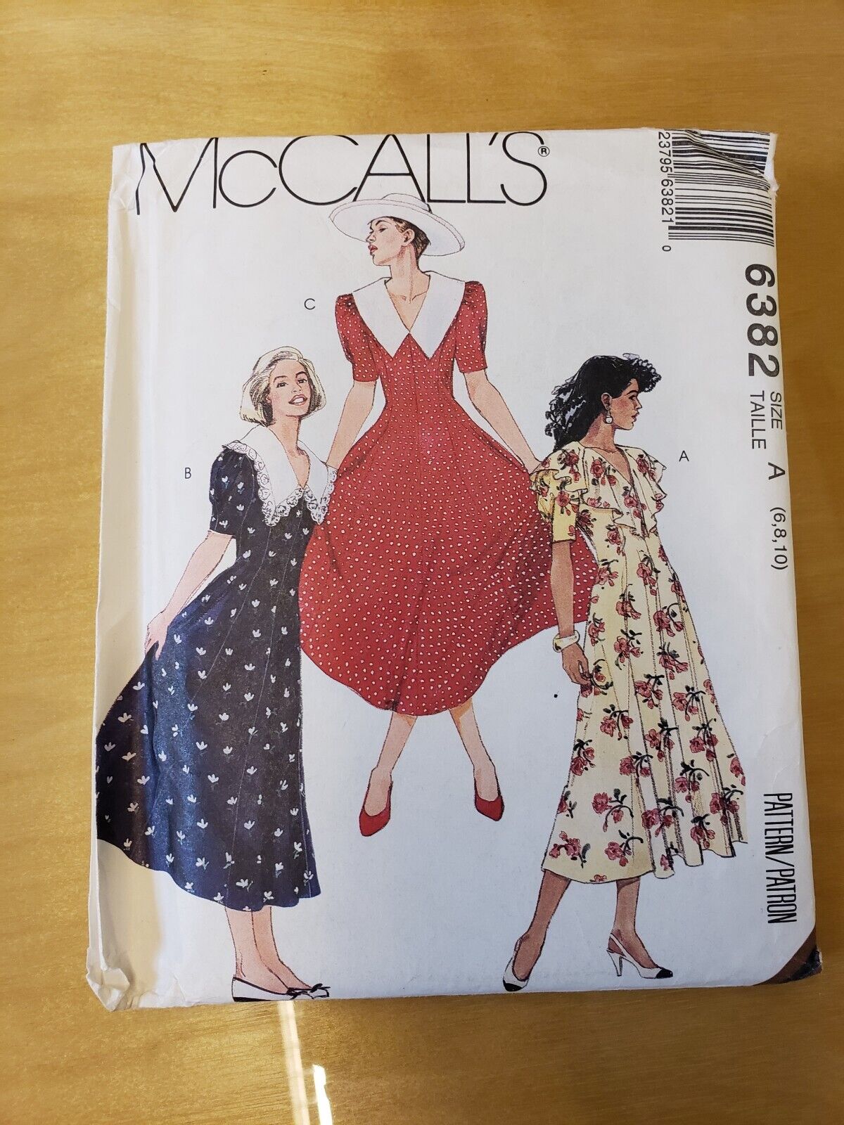 McCalls 6382 Sewing Pattern 1993 Size 6-10 Dress Casual  A Line Collar Uncut