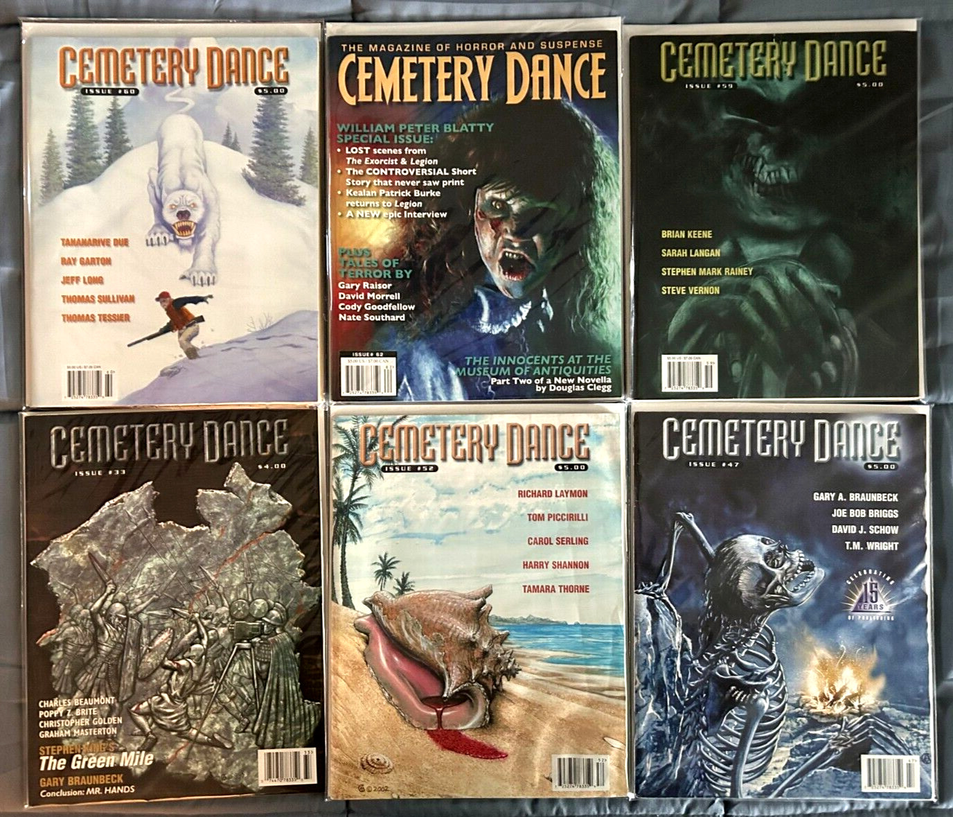 Lot of 6 Cemetery Dance Magazines - #33, #47, #52, # 59, #60 and #62