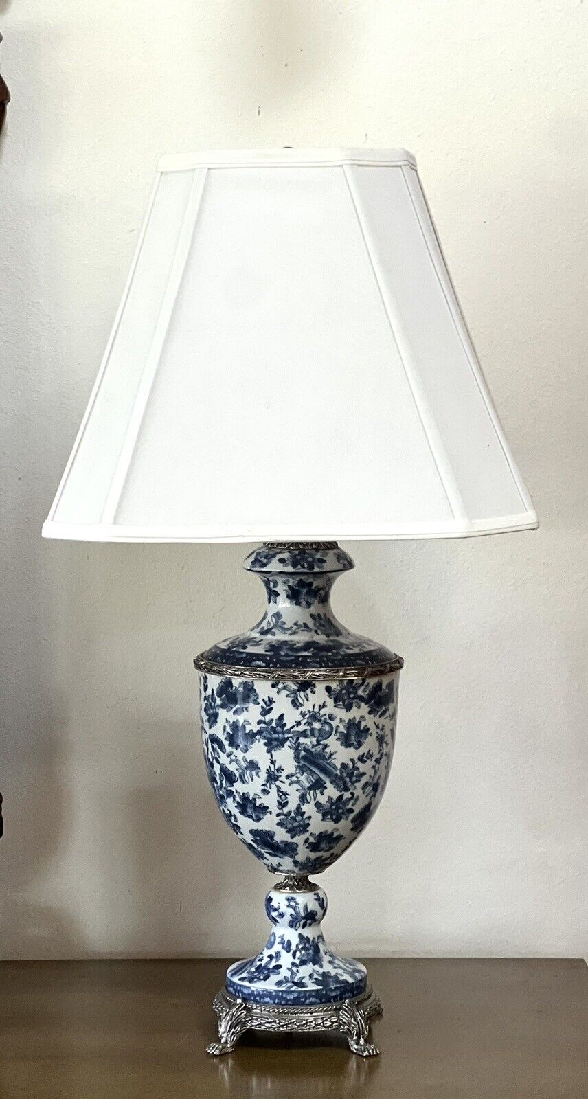 Antique Lamp Blue And White China LARGE Fine Porcelain