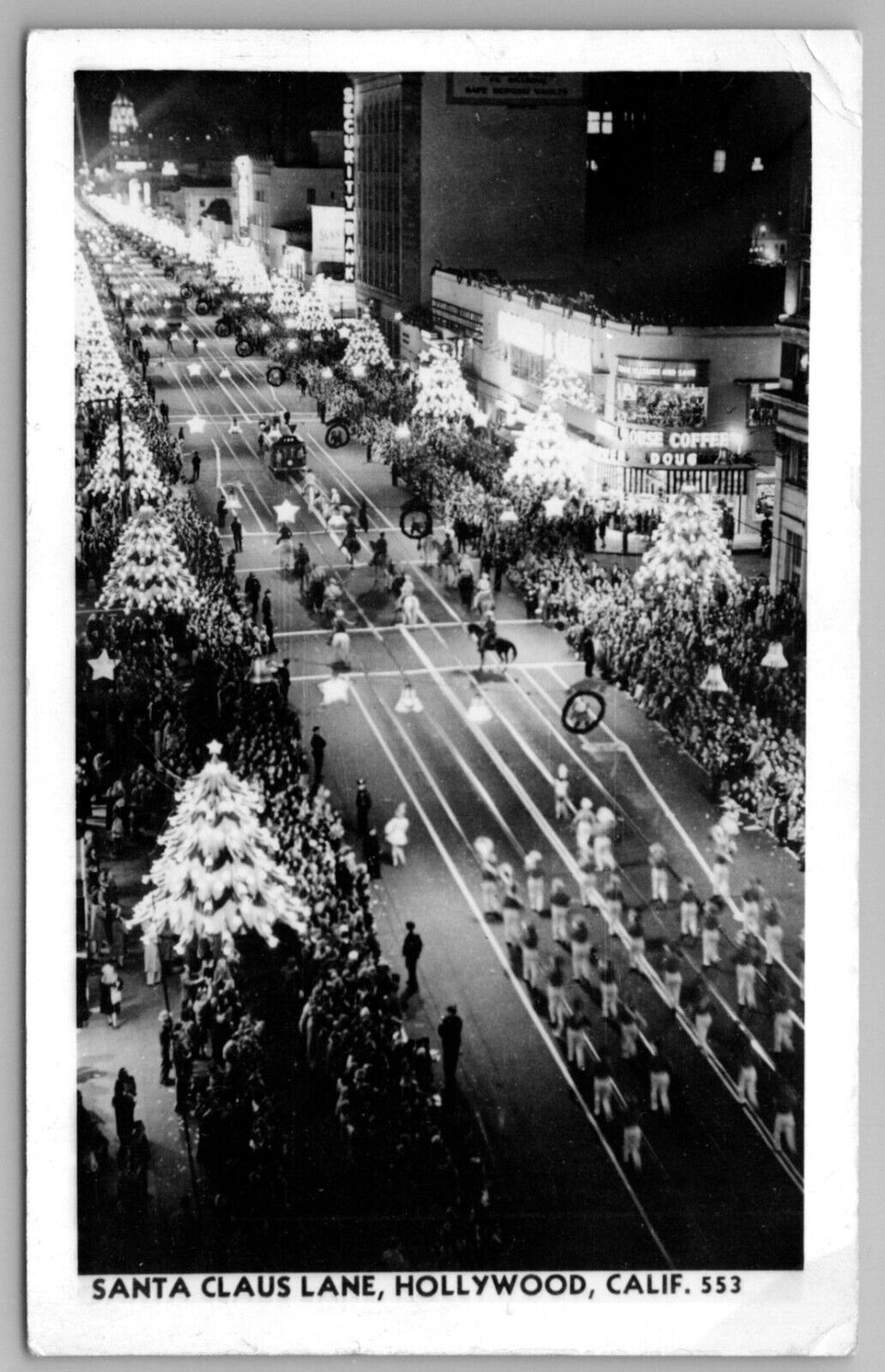 Postcard RPPC California Hollywood Santa Claus Lane Christmas Parade  B506