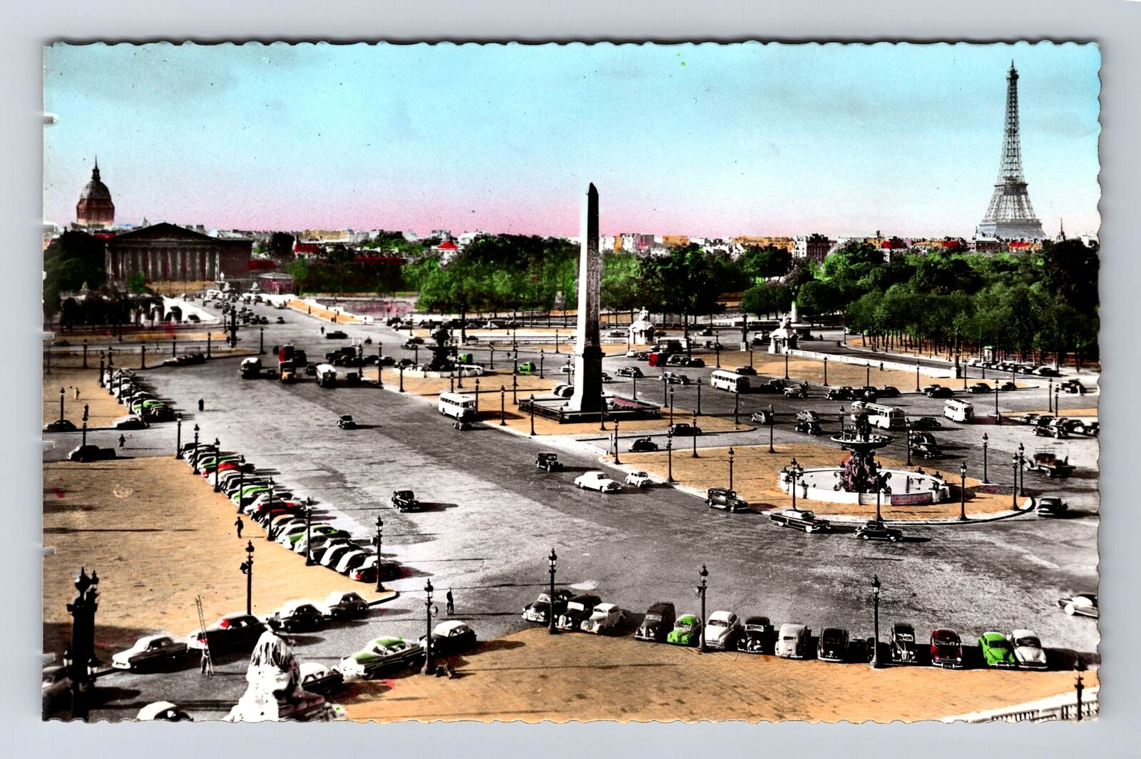 Paris-France, One of Famous Public Square, Eiffel Tower, Vintage Card Postcard