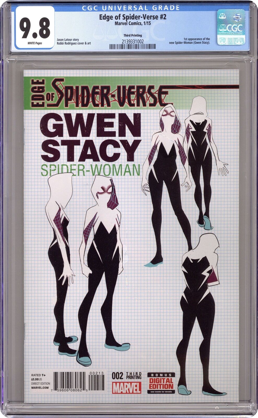 Edge of Spider-Verse #2D Rodriguez Variant 3rd Printing CGC 9.8 2015 2139331002