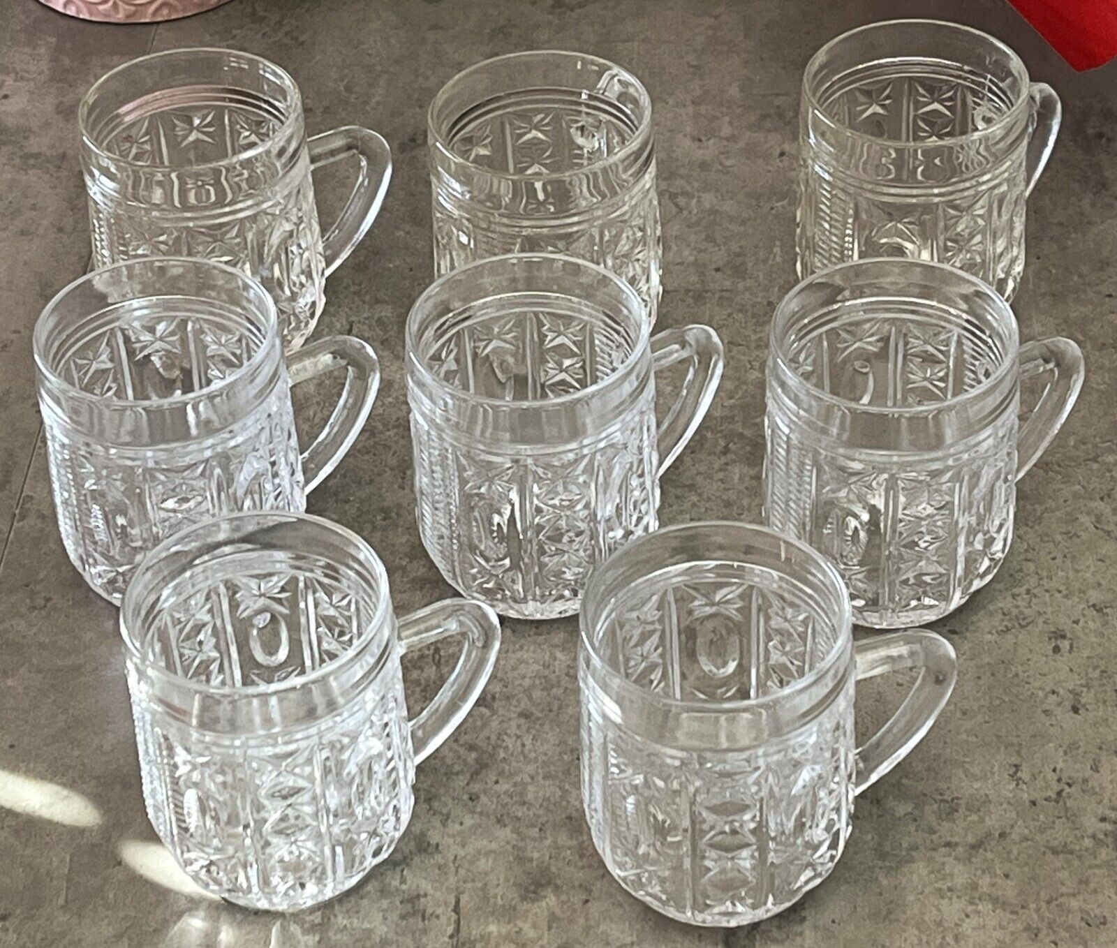 8 Vintage 70's Clear Pressed Glass Coffee/Punch Cups Made In Soviet Union USSR